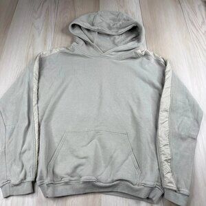 Represent Mens Green Gray Oversized Pullover Ribbed Sweatshirt Hoodie Size Small